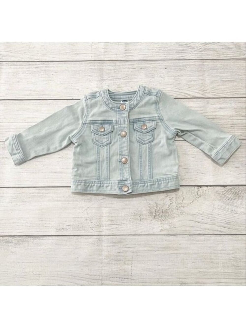 Old Navy Baby Light Wash Denim Jacket Button Front Closure 6-12 Months